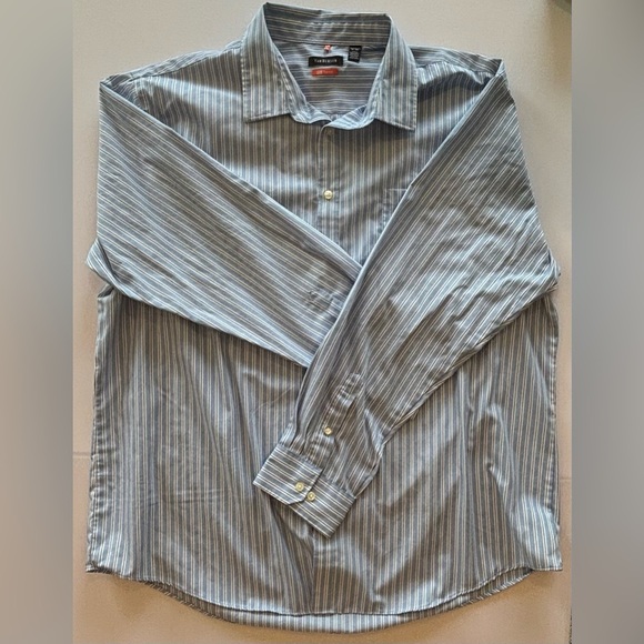 VAN HEUSEN Blue and White Striped Oversized Button Down Shirt Size XXL Men’s - Picture 10 of 10